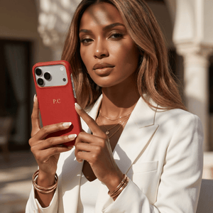 Red Pebble Leather iPhone Case - Poly Bands