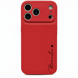 Red Personalized Leather iPhone Case - Poly Bands
