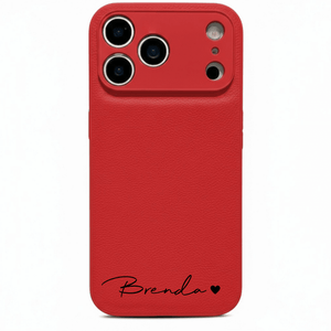 Red Personalized Leather iPhone Case - Poly Bands