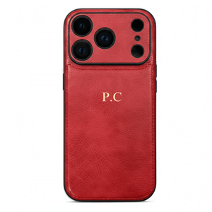 Red Personalized Monogram Leather iPhone Case - Poly Bands