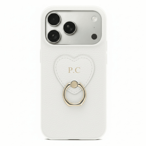White Heart Ring Leather iPhone Case - Poly Bands