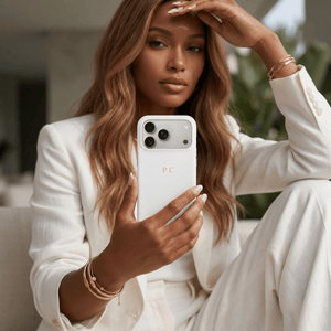 White Pebble Leather iPhone Case - Poly Bands