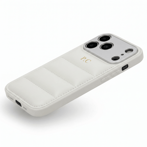 White Puffer Leather iPhone Case - Poly Bands