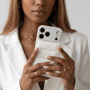 White Puffer Leather iPhone Case - Poly Bands