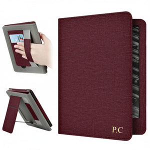 Wine Leather Kindle Case with Hand Strap and Stand - Poly Bands