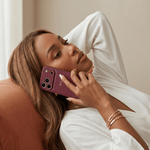 Wine Personalized Leather iPhone Case - Poly Bands