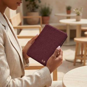 Wine Textured Leather Kindle Case with Hand Strap - Poly Bands