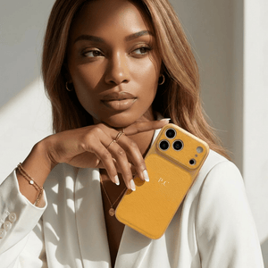 Yellow Personalized iPhone Case With Leather - Poly Bands