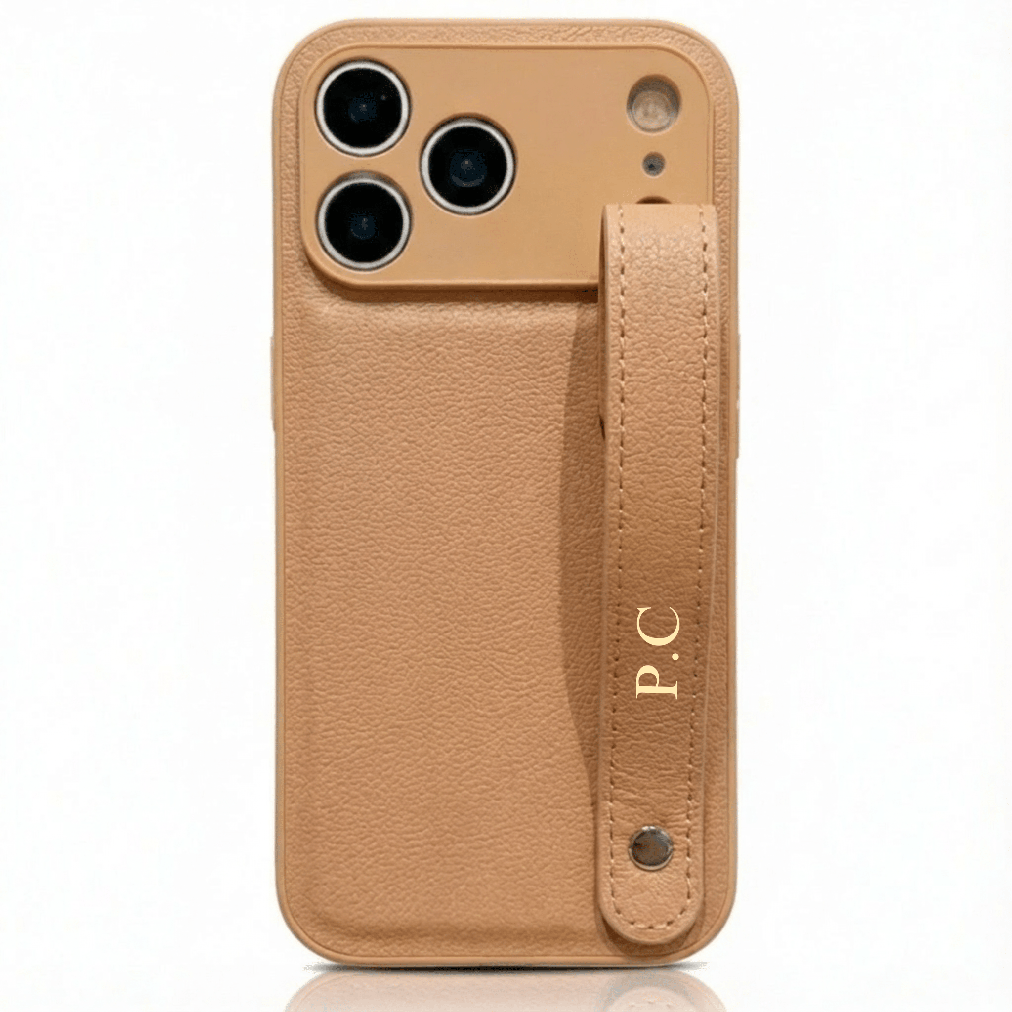 Beige Leather iPhone Case with Strap - Poly Bands