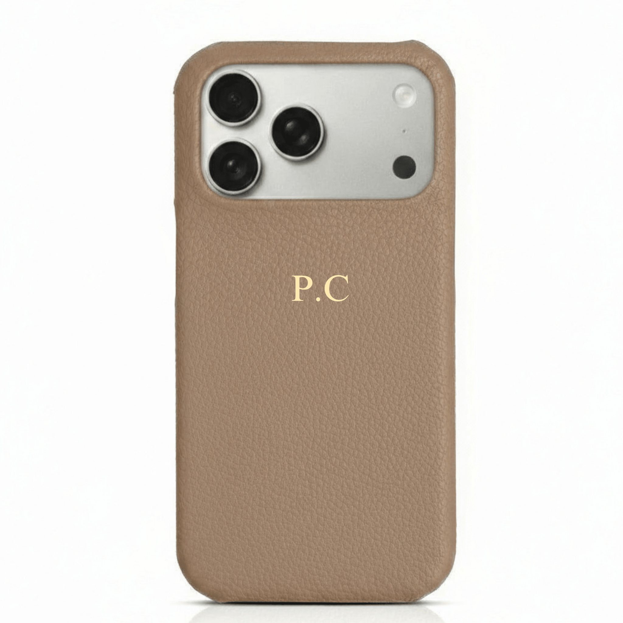 Beige Pebble Leather iPhone Case - Poly Bands