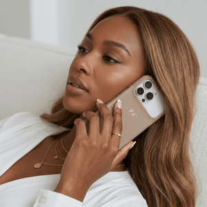 Beige Pebble Leather iPhone Case - Poly Bands