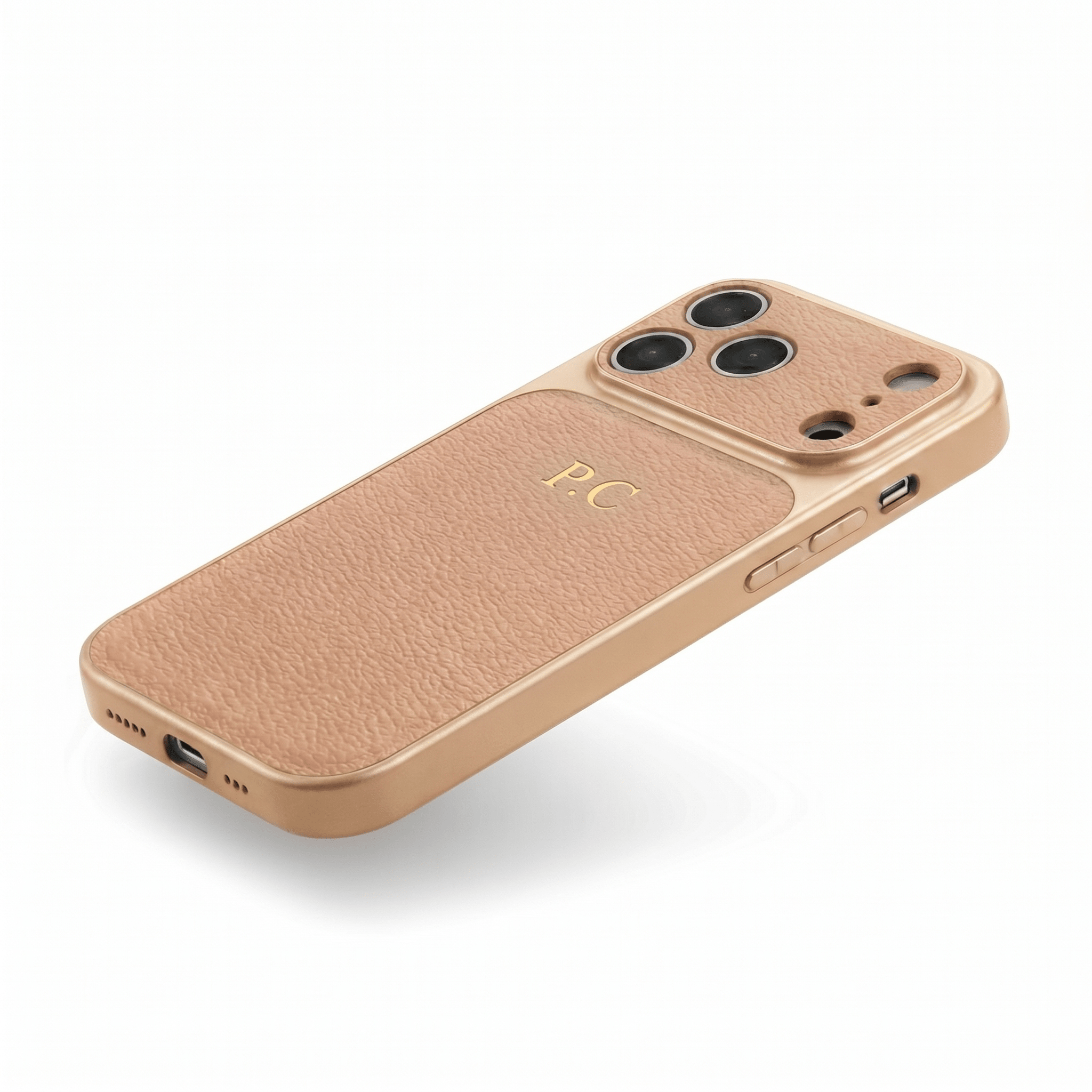 Beige Personalized iPhone Case With Leather - Poly Bands