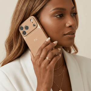 Beige Personalized iPhone Case With Leather - Poly Bands