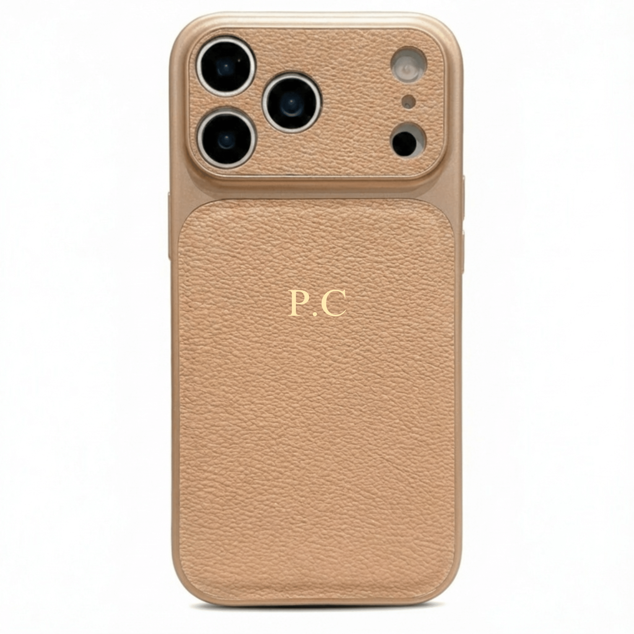 Beige Personalized iPhone Case With Leather - Poly Bands