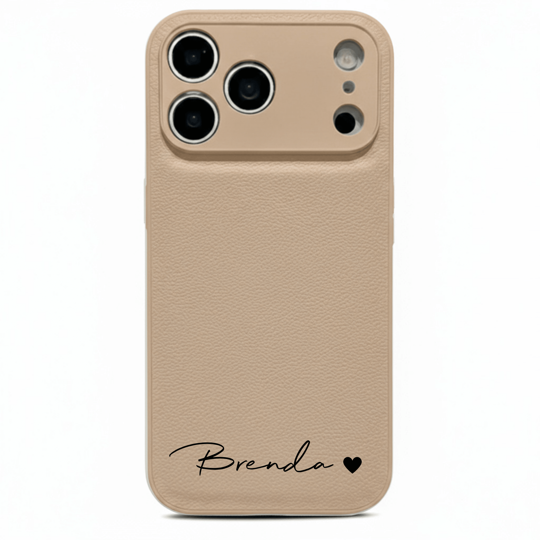 Beige Personalized Leather iPhone Case - Poly Bands