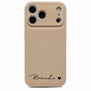 Beige Personalized Leather iPhone Case - Poly Bands