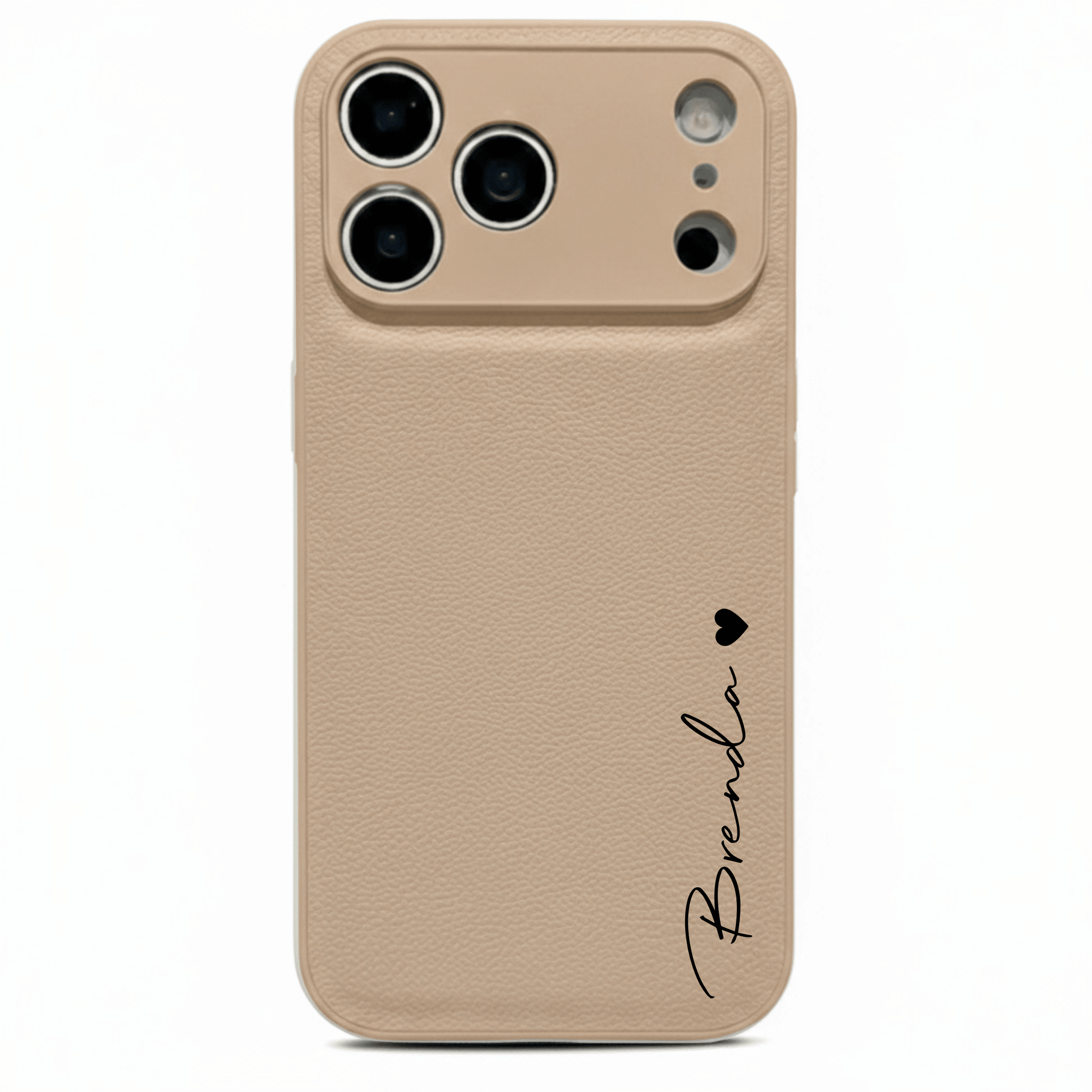 Beige Personalized Leather iPhone Case - Poly Bands