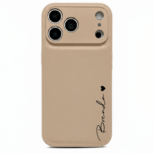Beige Personalized Leather iPhone Case - Poly Bands