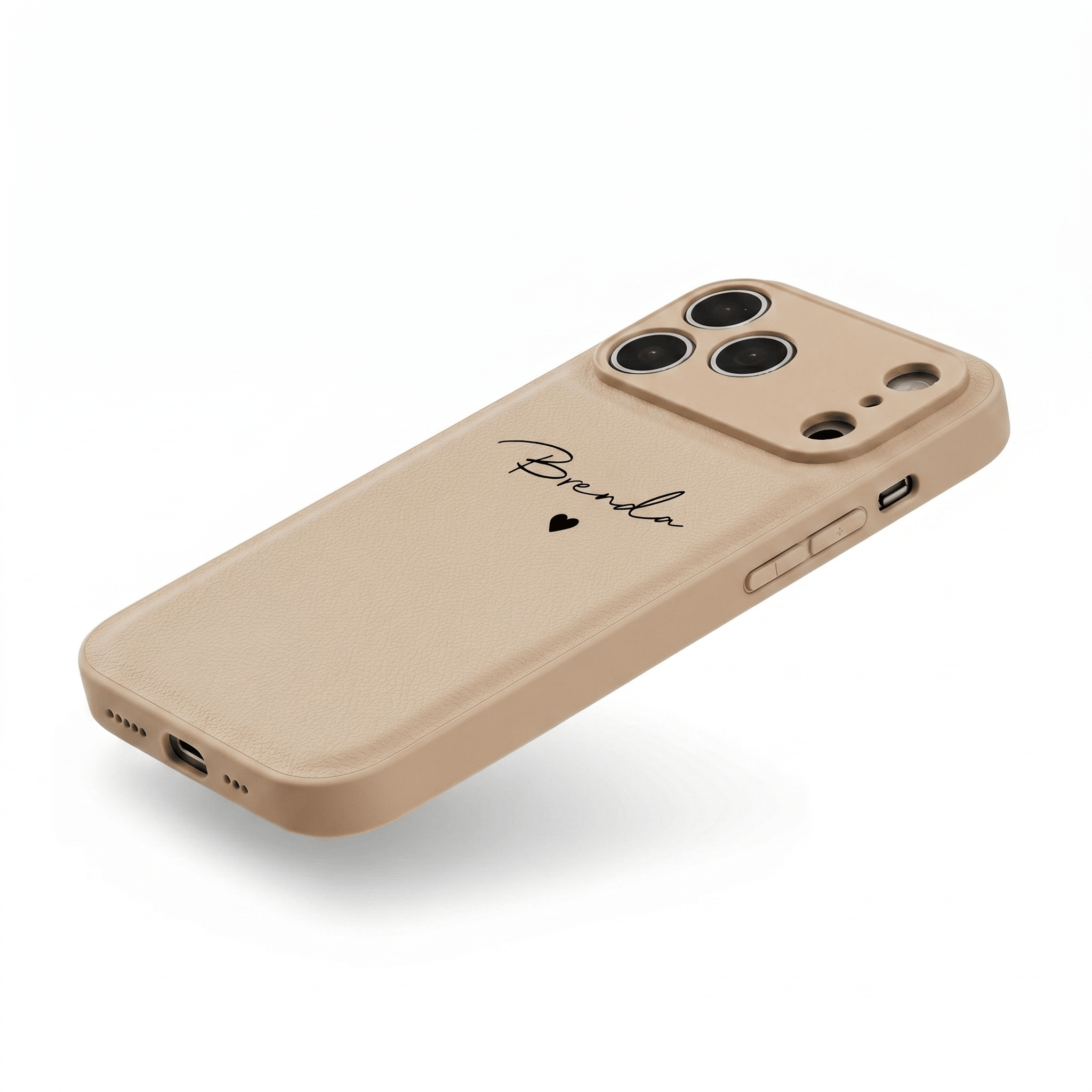 Beige Personalized Leather iPhone Case - Poly Bands