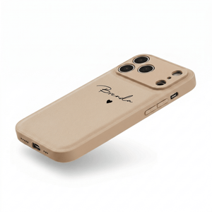 Beige Personalized Leather iPhone Case - Poly Bands