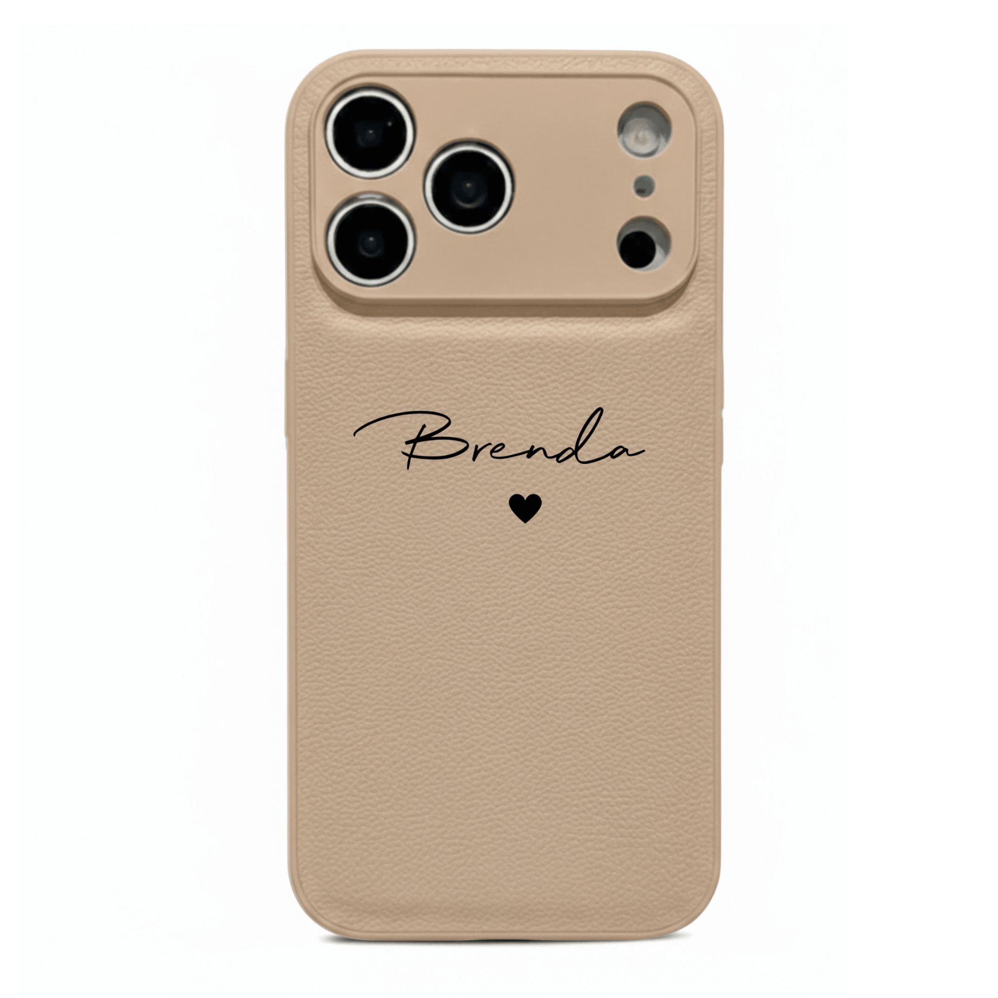 Beige Personalized Leather iPhone Case - Poly Bands