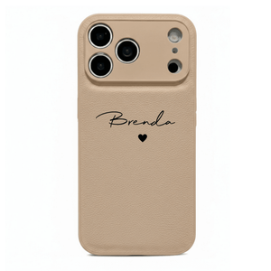 Beige Personalized Leather iPhone Case - Poly Bands