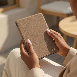 Beige Textured Leather Kindle Case with Hand Strap - Poly Bands