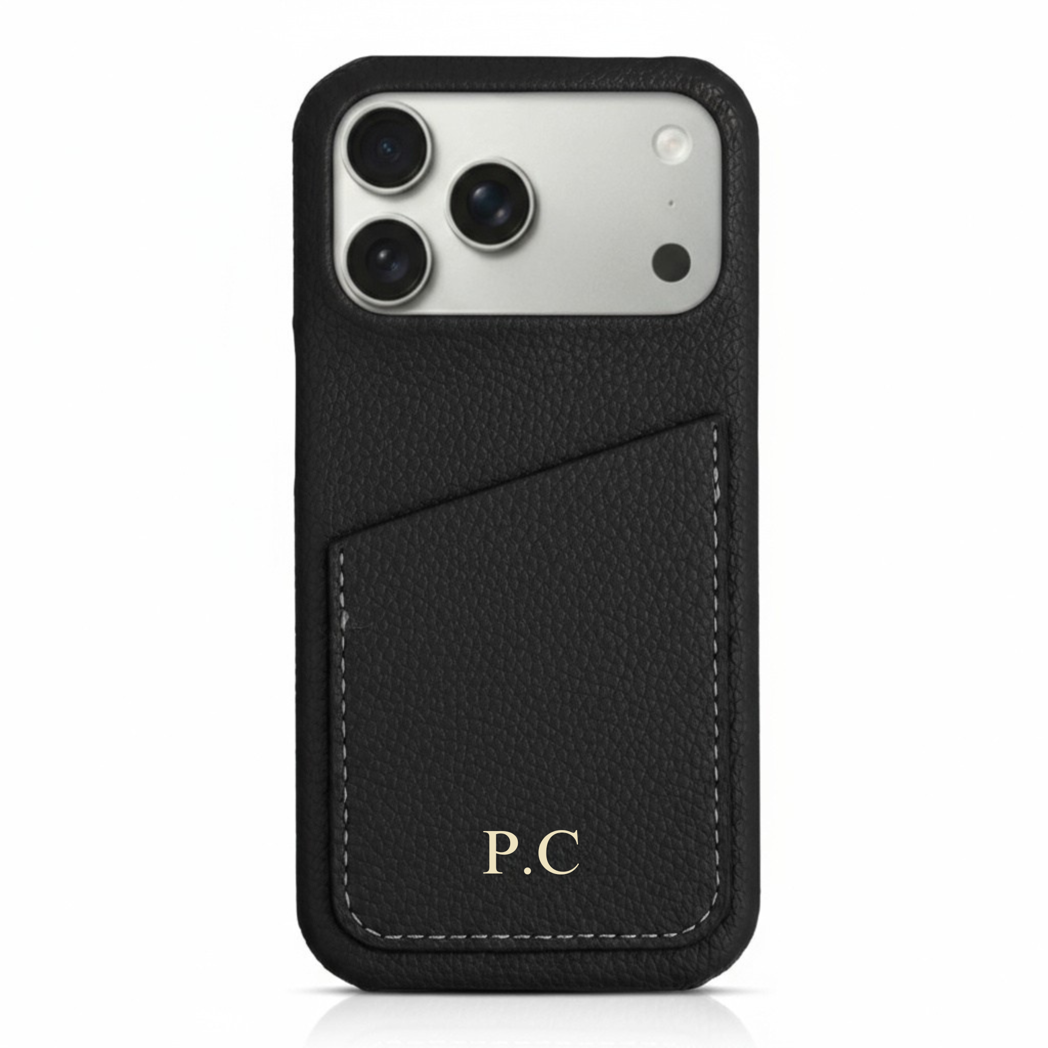 Black Card Holder Leather iPhone Case - Poly Bands