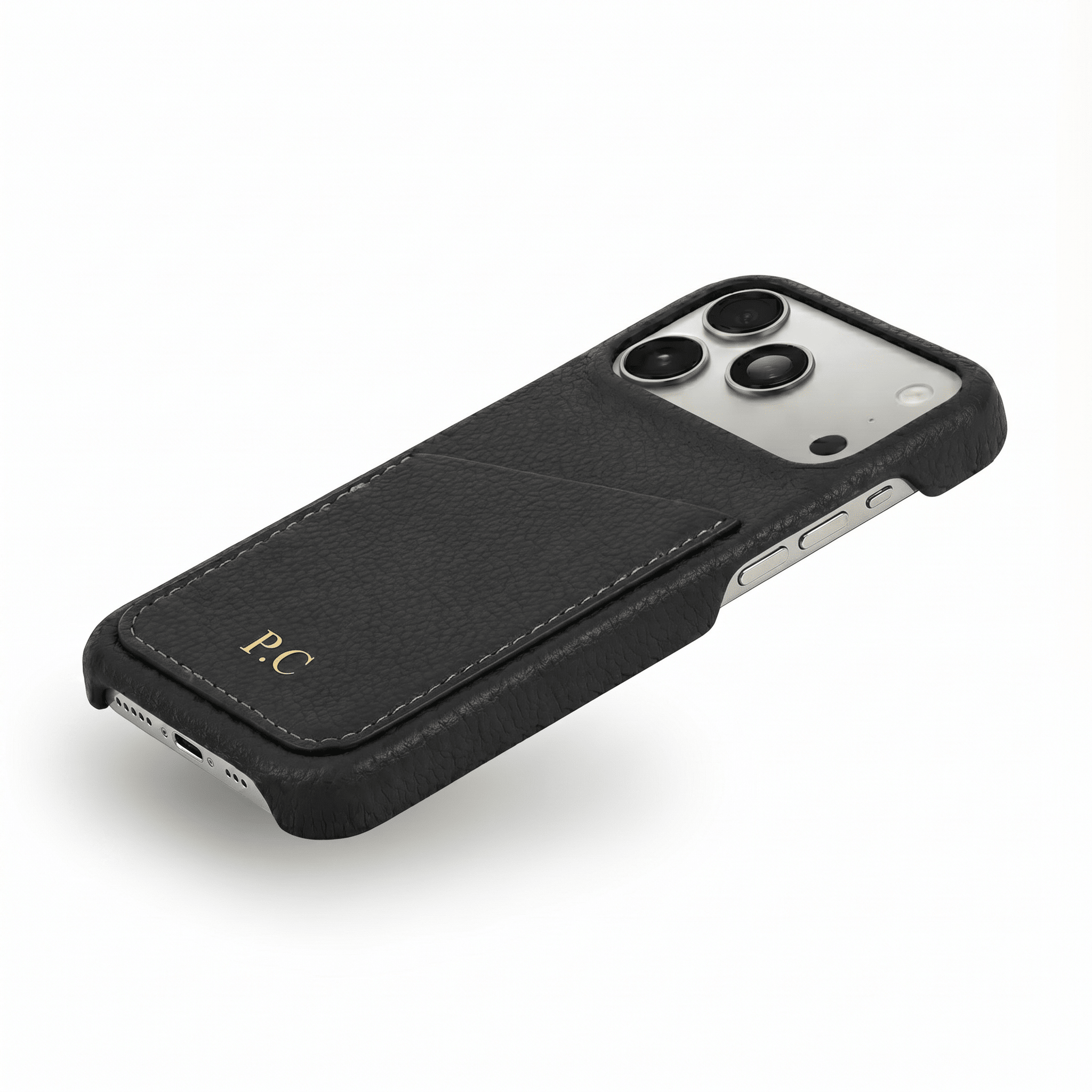 Black Card Holder Leather iPhone Case - Poly Bands