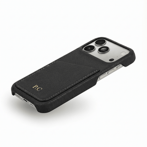 Black Card Holder Leather iPhone Case - Poly Bands