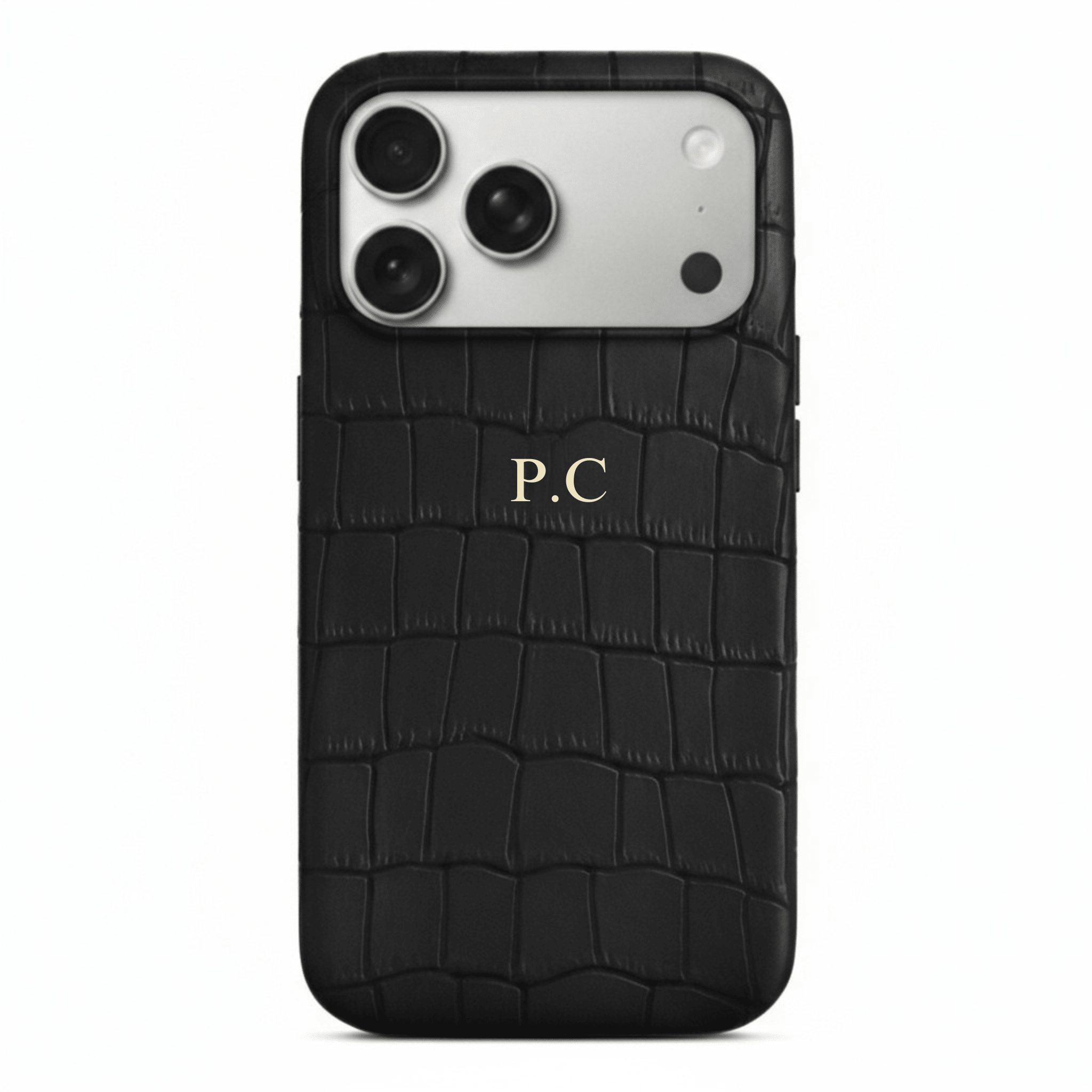 Black Crocodile Texture Personalized Leather iPhone Case - Poly Bands