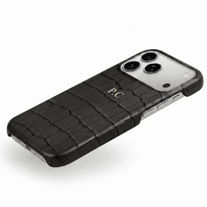 Black Crocodile Texture Personalized Leather iPhone Case - Poly Bands