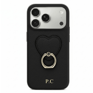 Black Heart Ring Leather iPhone Case - Poly Bands