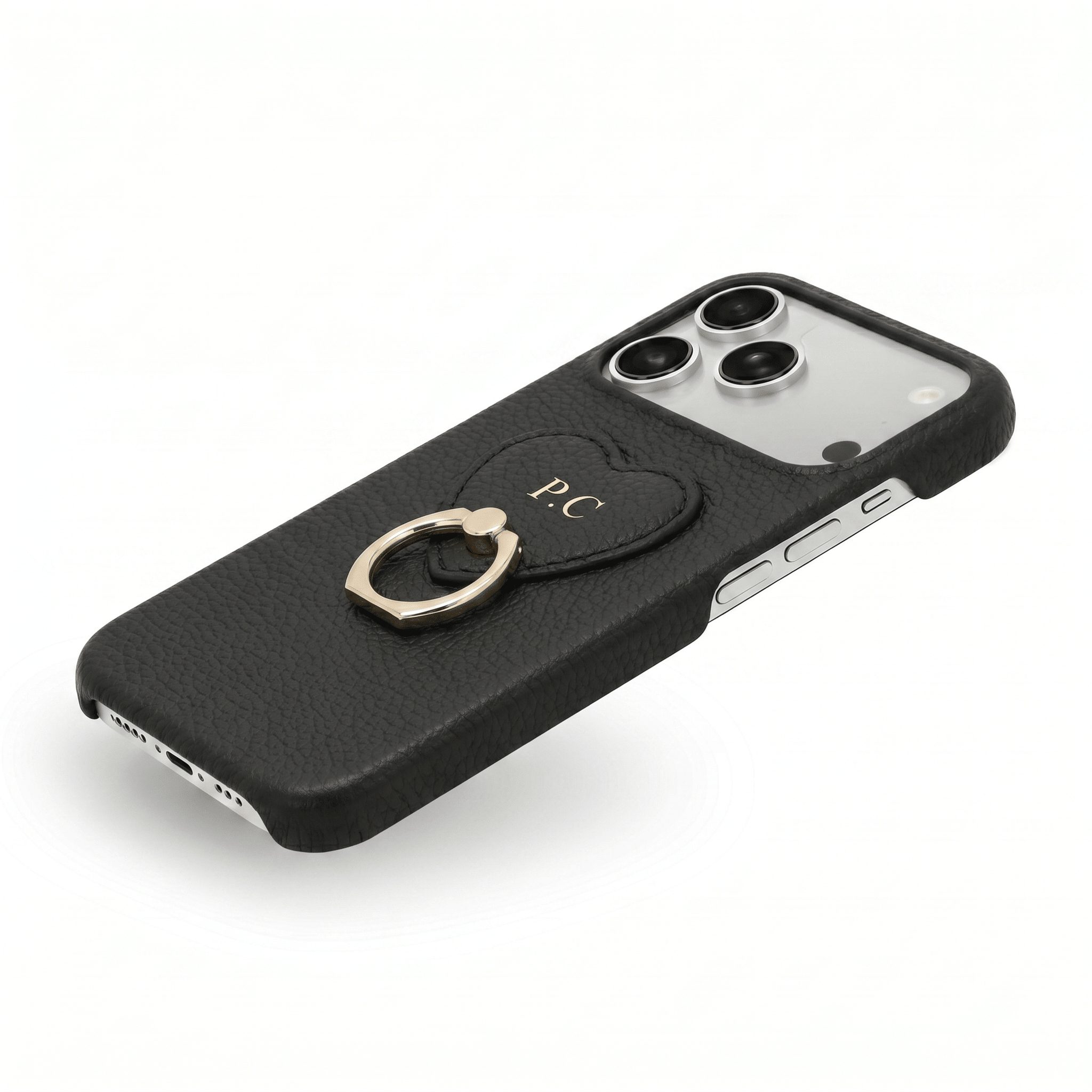 Black Heart Ring Leather iPhone Case - Poly Bands