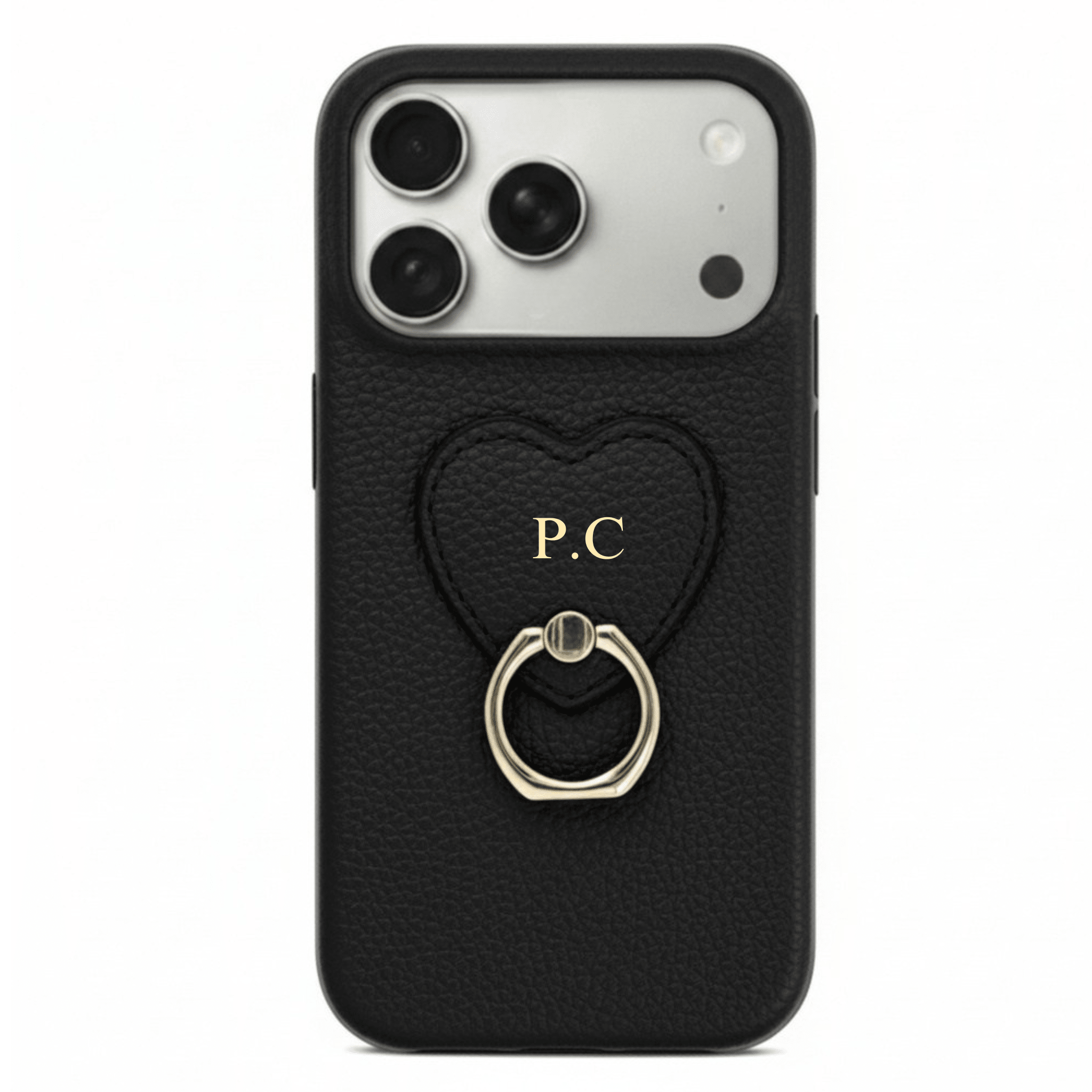 Black Heart Ring Leather iPhone Case - Poly Bands