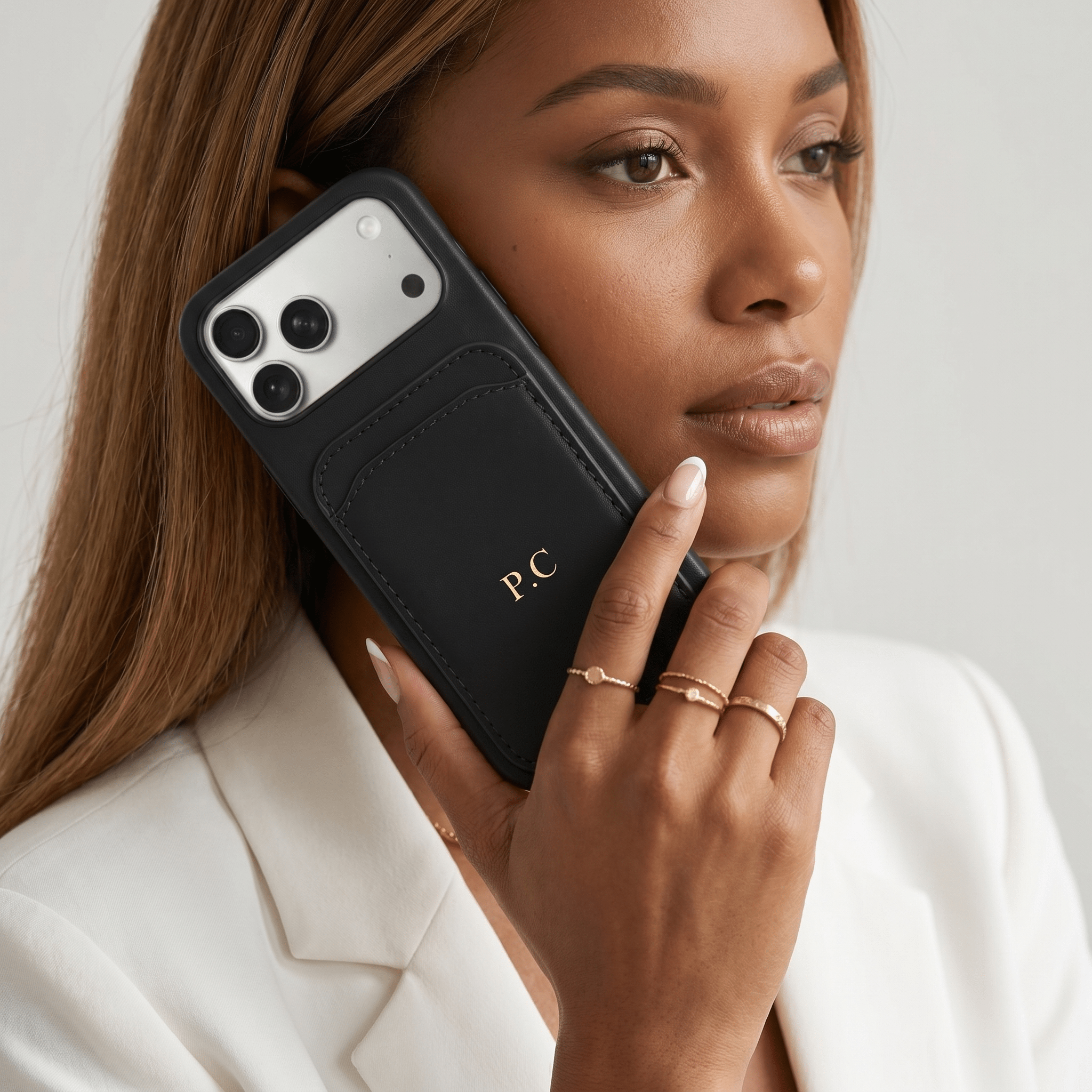 Black iPhone Case with Card Holder - Poly Bands