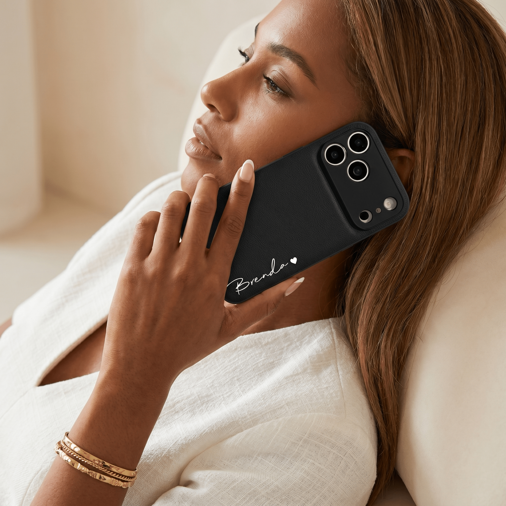 Black Leather iPhone Case - Poly Bands