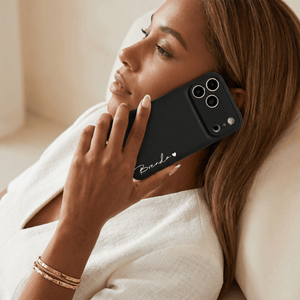 Black Leather iPhone Case - Poly Bands
