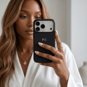 Black Leather iPhone Case - Poly Bands