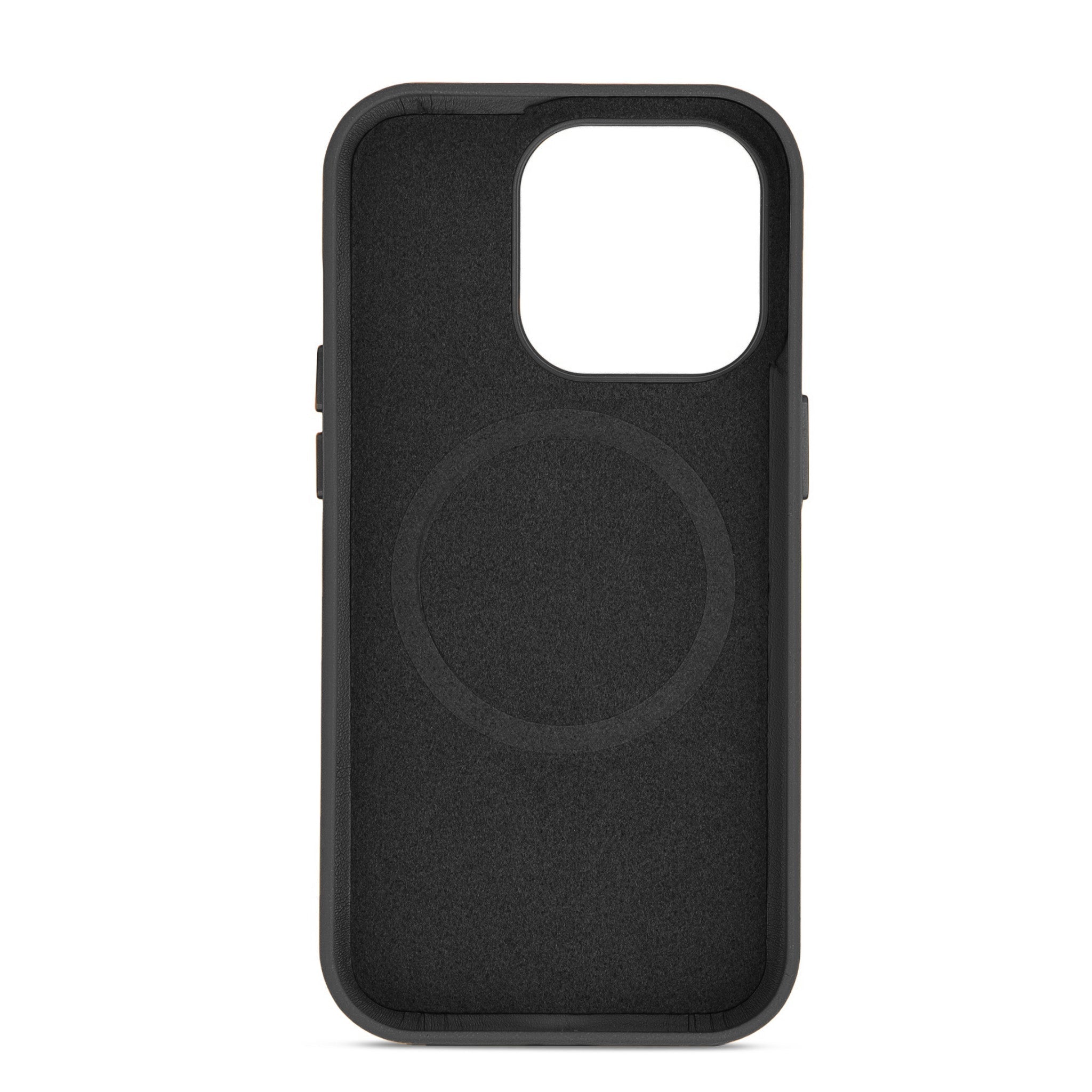 Black Leather Magnetic iPhone Case with Pearl Strap - Poly Bands