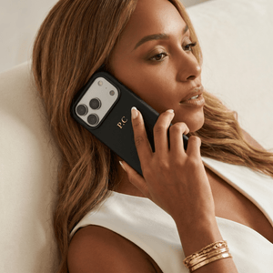 Black Magnetic Leather iPhone Case - Poly Bands