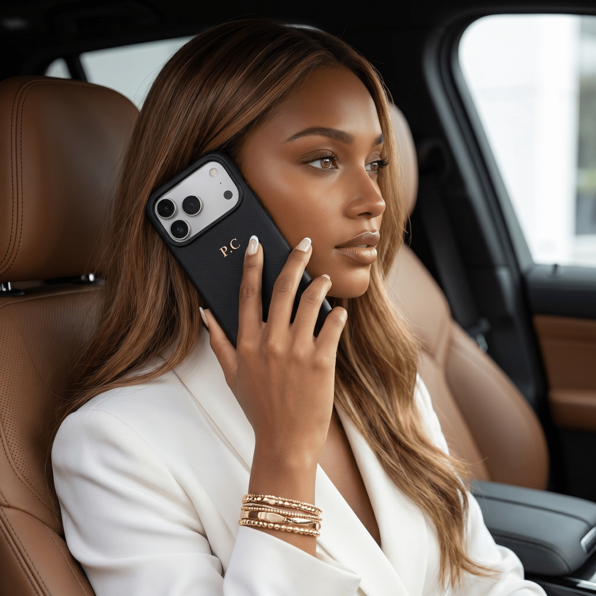 Black Magnetic Leather iPhone Case - Poly Bands