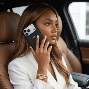Black Magnetic Leather iPhone Case - Poly Bands