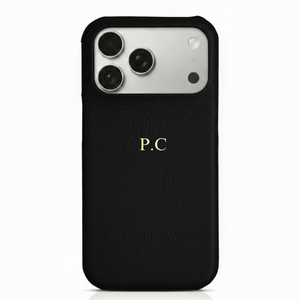 Black Pebble Leather iPhone Case - Poly Bands