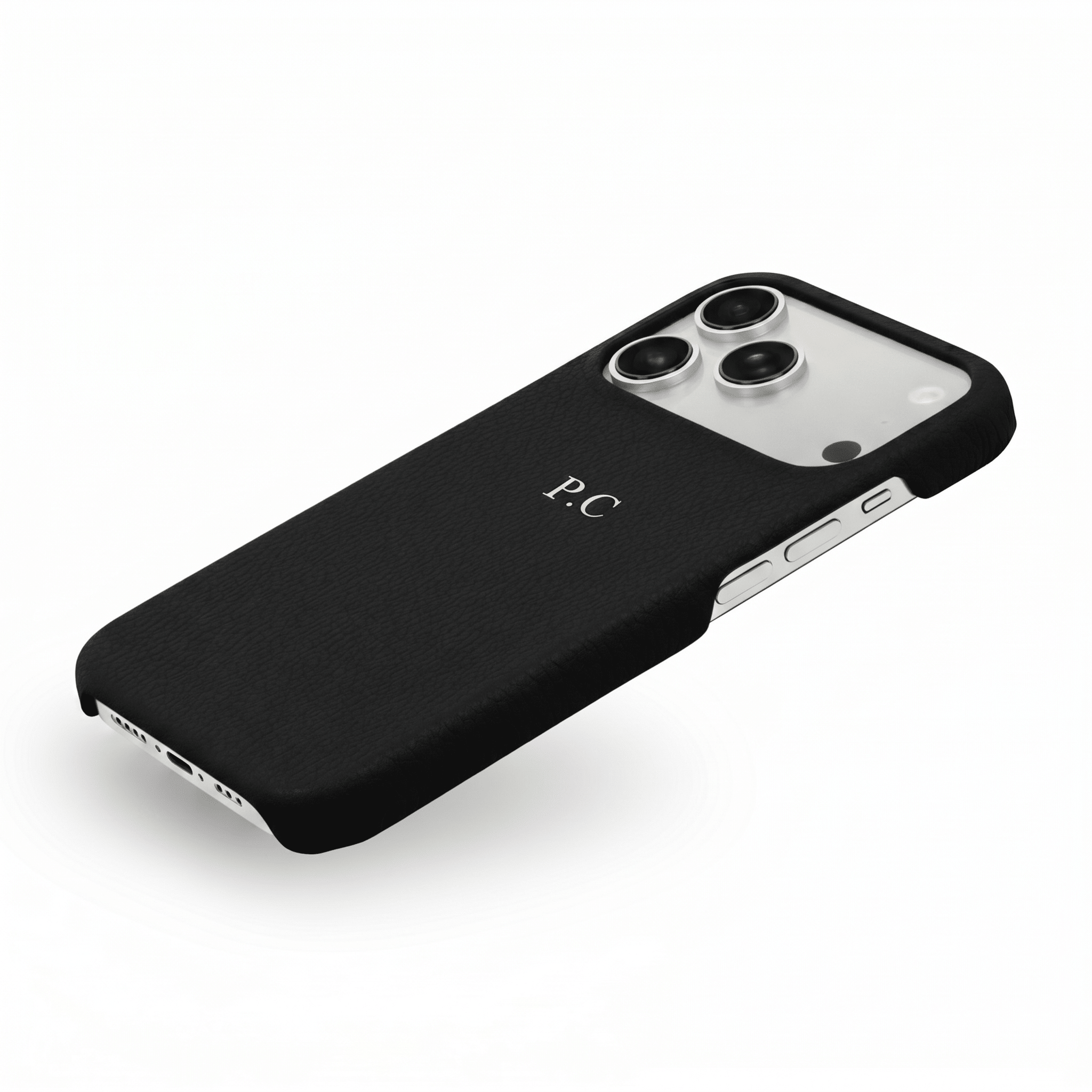 Black Pebble Leather iPhone Case - Poly Bands
