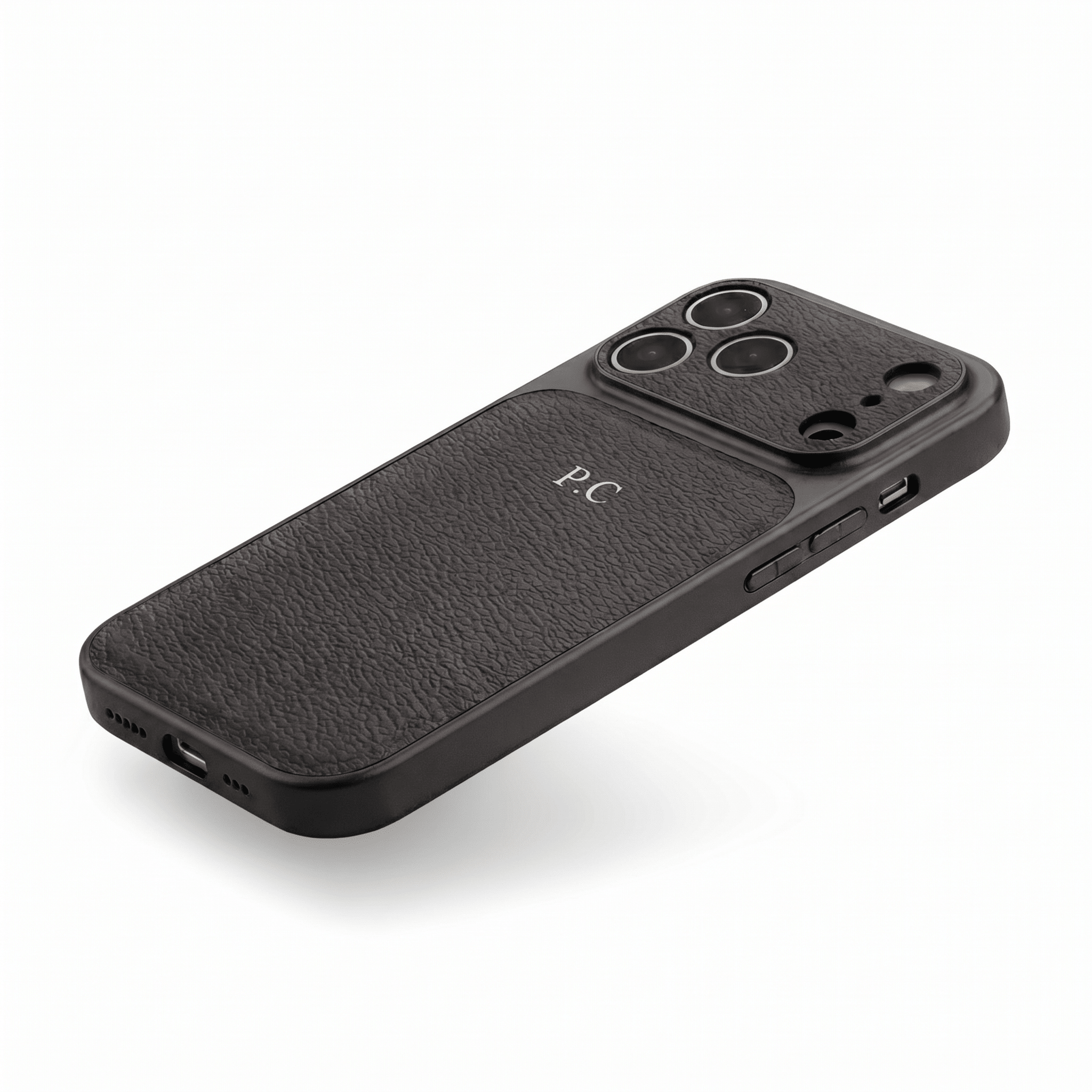Black Personalized iPhone Case With Leather - Poly Bands