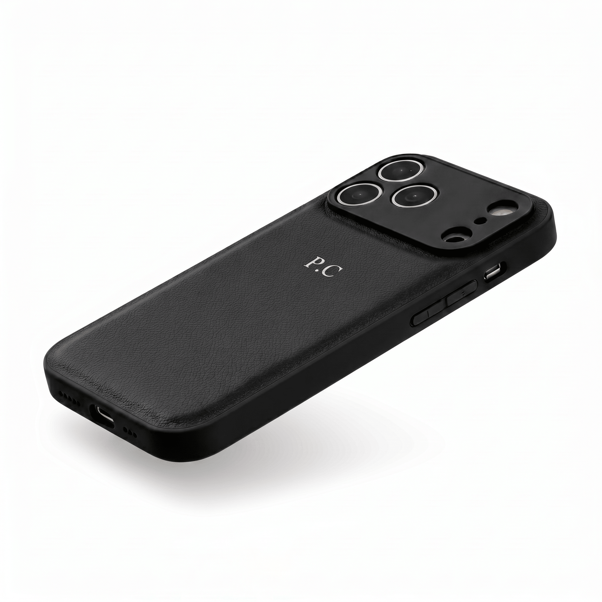 Black Personalized Leather iPhone Case - Poly Bands