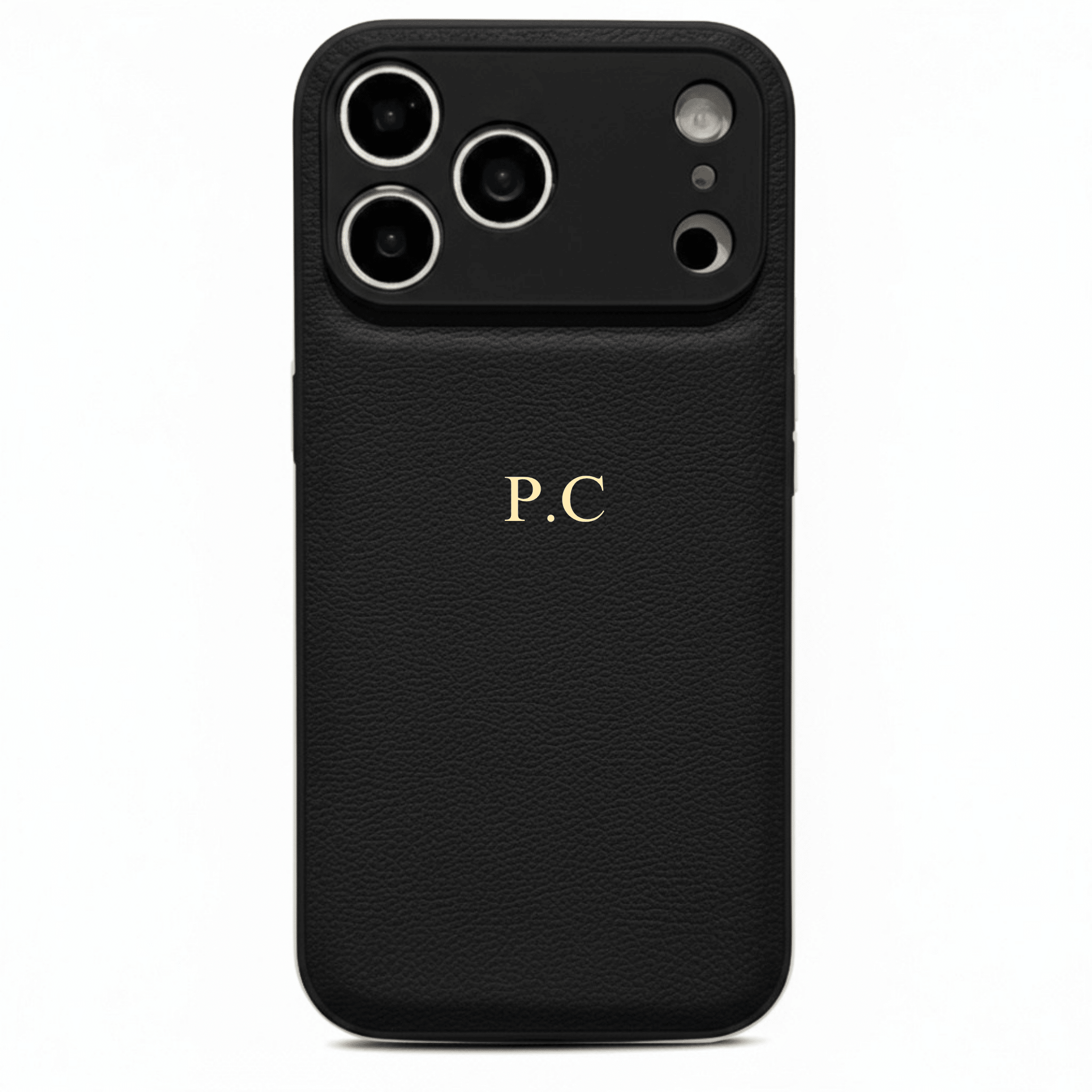 Black Personalized Leather iPhone Case - Poly Bands