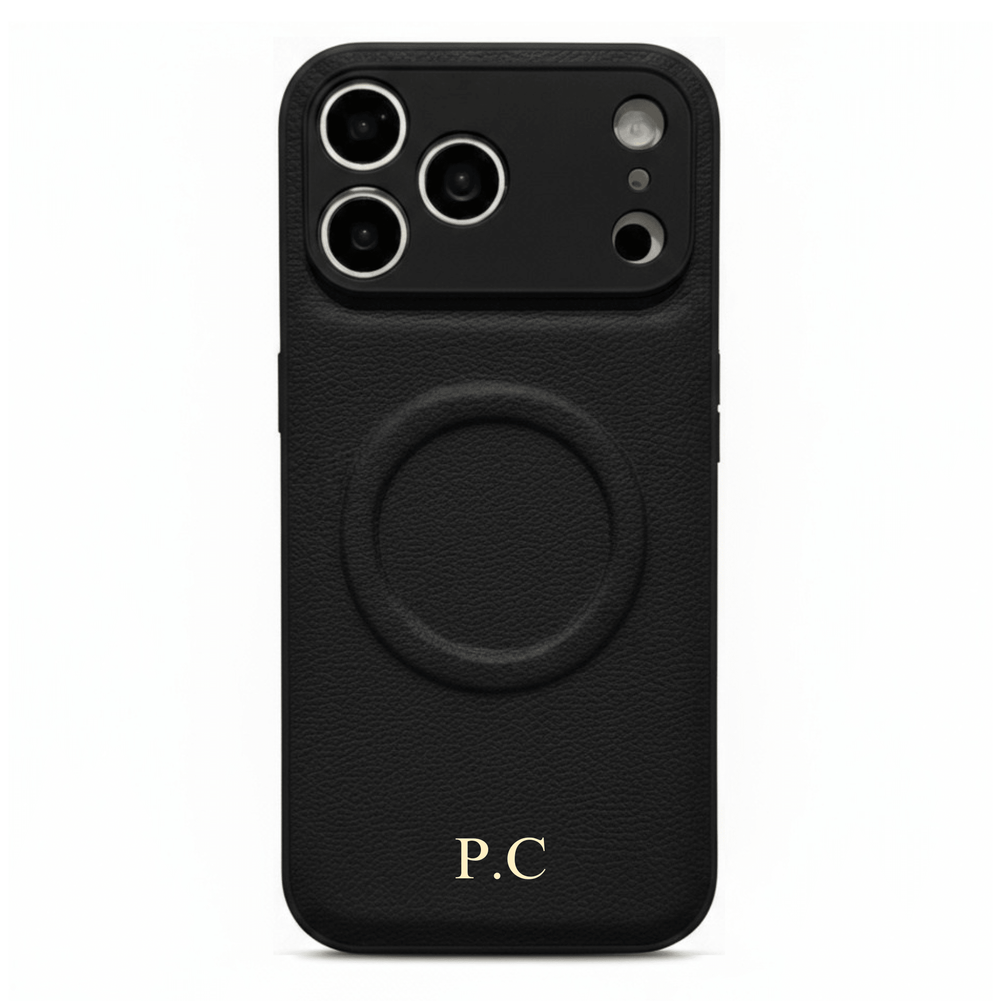 Black Personalized Magnetic Leather iPhone Case - Poly Bands