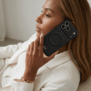 Black Personalized Magnetic Leather iPhone Case - Poly Bands